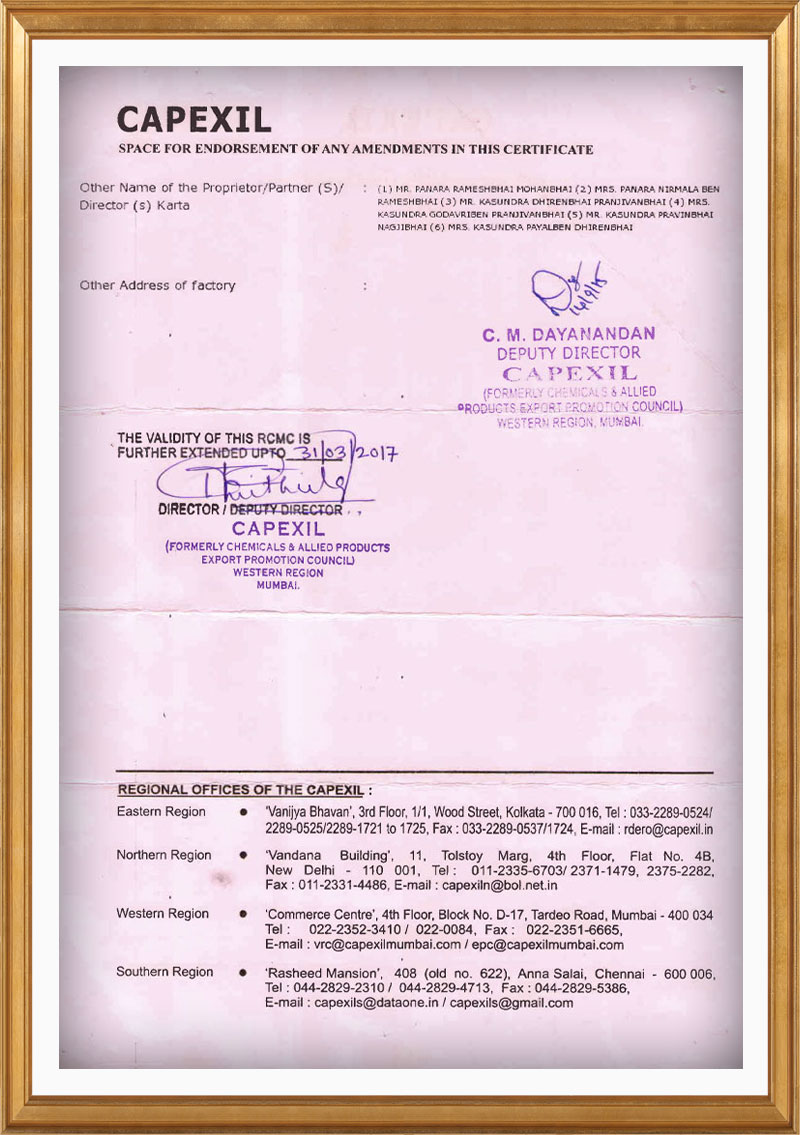 Uday Industries Certificate